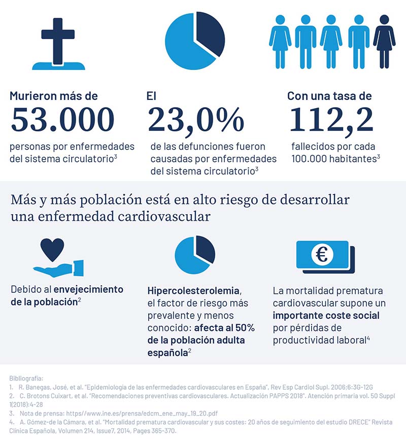 Varias cifras y datos estadísticos ilustran la gravedad de las consecuencias de las enfermedades cardiovasculares para la salud de la población española.